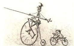 Cartoon   Druckgrafik   tzradierung  Titel : Don Quichote  -  hier  zum vergrern klicken