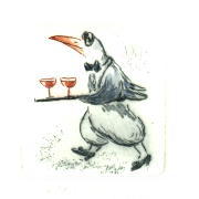 Druckgrafik   Kaltnadelradierung   Vogelhochzeit  Titel : Kellner -  hier zum Vollbild klicken