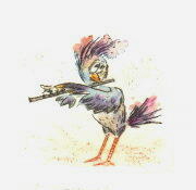 Druckgrafik   Kaltnadelradierung   Vogelhochzeit  Titel : Querflöte   -  hier zum Vollbild klicken