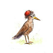 Druckgrafik   Kaltnadelradierung   Vogelhochzeit  Titel : Specht  -  hier zum Vollbild klicken