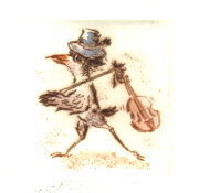 Druckgrafik   Kaltnadelradierung   Vogelhochzeit  Titel : Zweite Violine  -   hier zum Vollbild klicken